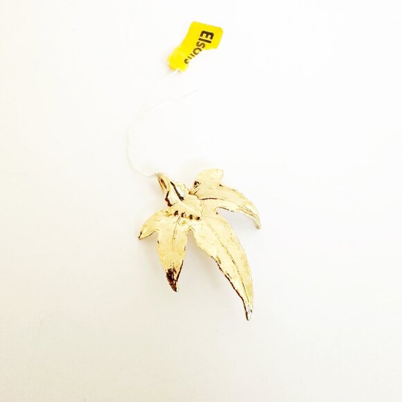 Gold Dipped Real Leaf Pendant Charm Vintage NWT - Picture 3 of 5